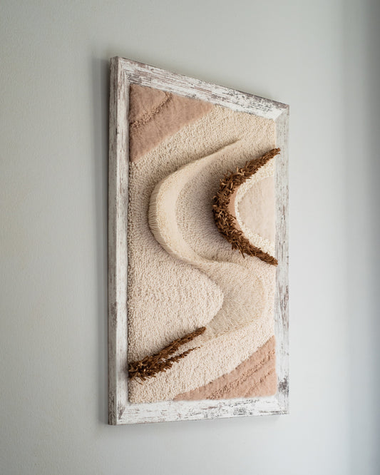 Sustainable Danish wool wall decor with calming wave-like texture. - The Tuftista