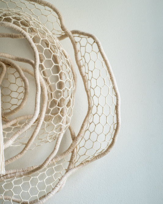Layered wool wall art made from Danish merino, in natural tones - The Tuftista